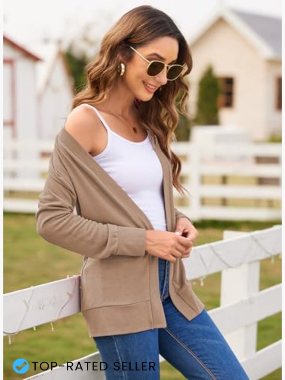 Casual Long Sleeve Cardigan Soft Knit Open Front Lightweight Chic Oversized - Picture 4 of 7